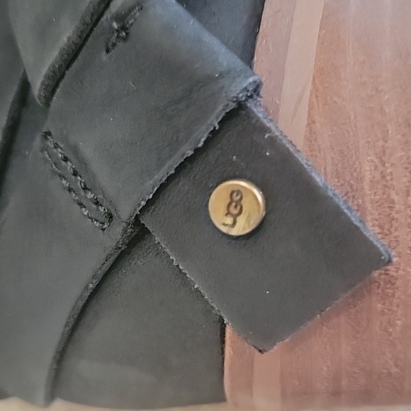 UGG SHOE BOOTS BLACK LEATHER (sz 7) - Picture 6 of 6